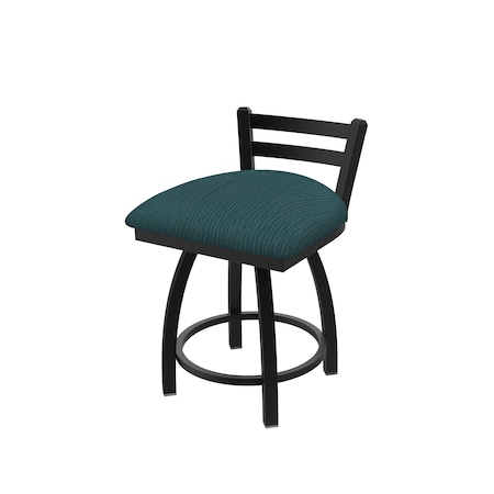 Holland Bar Stool Co 18" Low Back Swivel Vanity Stool, Black Wrinkle, Graph Tidal Seat 41118BW022